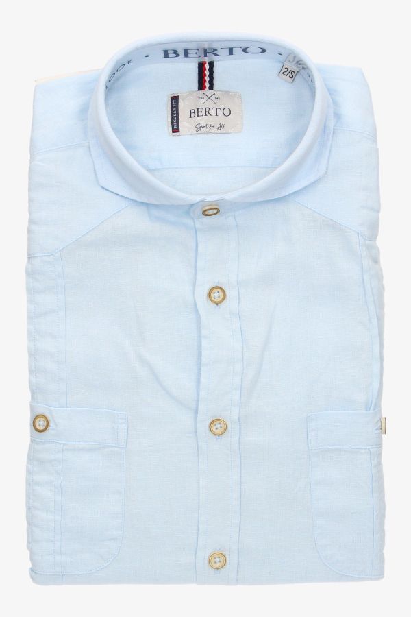 Light Blue Linen Cuban Shirt