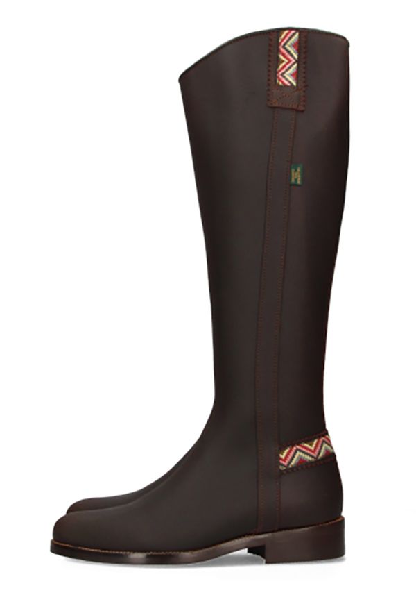 Bota Hípica Cremallera Castaña Cinta Étnica Valverde del Camino