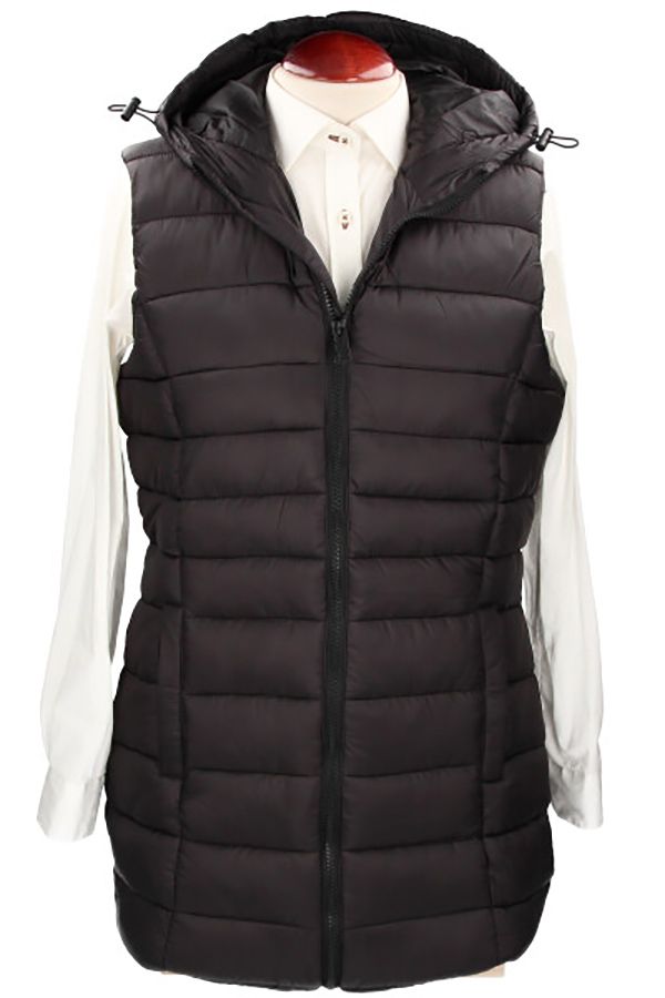 Long Black Padded Vest
