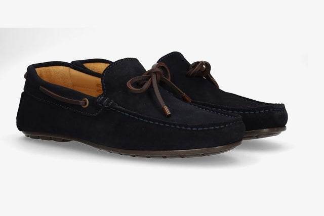 Navy nubuck bow moccasin