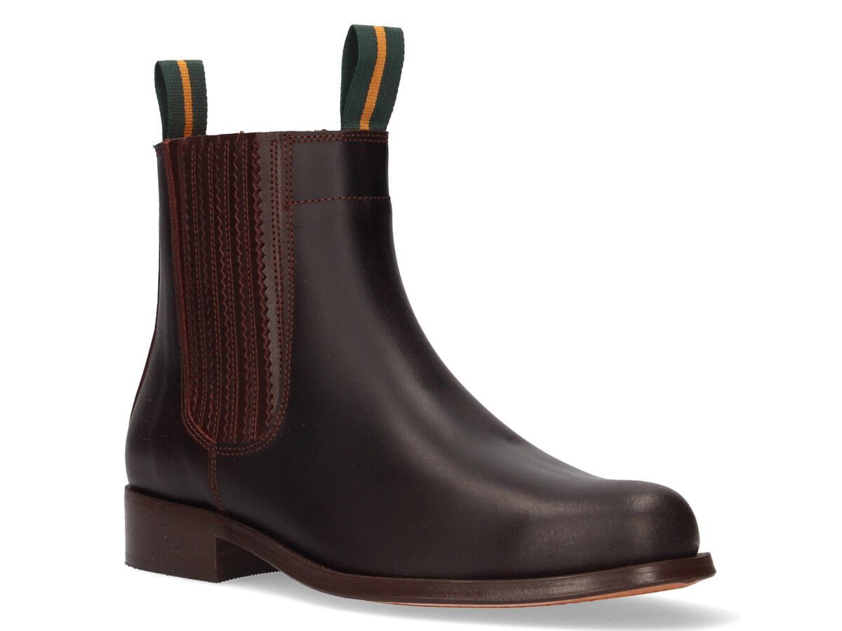 Bota corta becerro castaña fuelle plisado Valverde del Camino