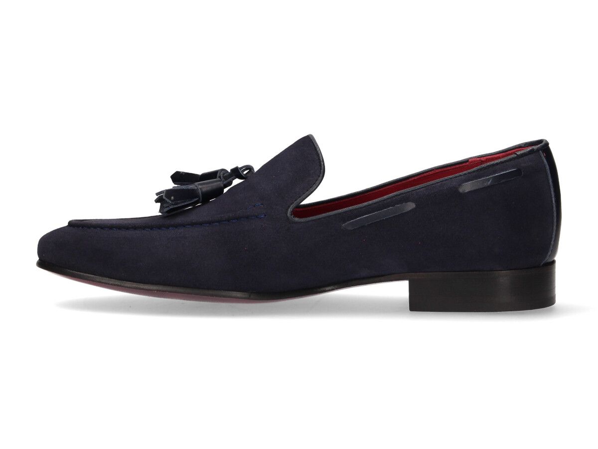 Burgundy Tuft with Navy Suede Tassels