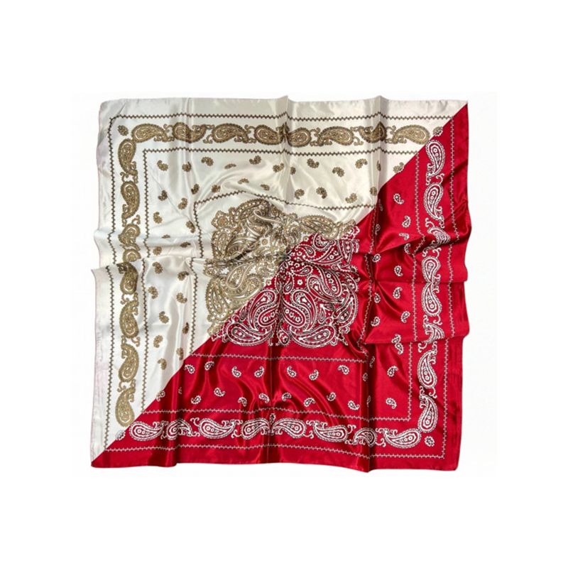 Écharpe combinée rouge/beige