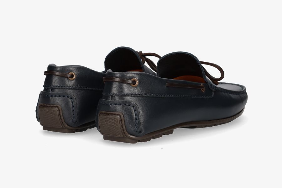 Navy leather bow moccasin