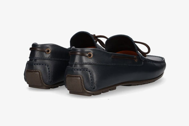 Navy leather bow moccasin