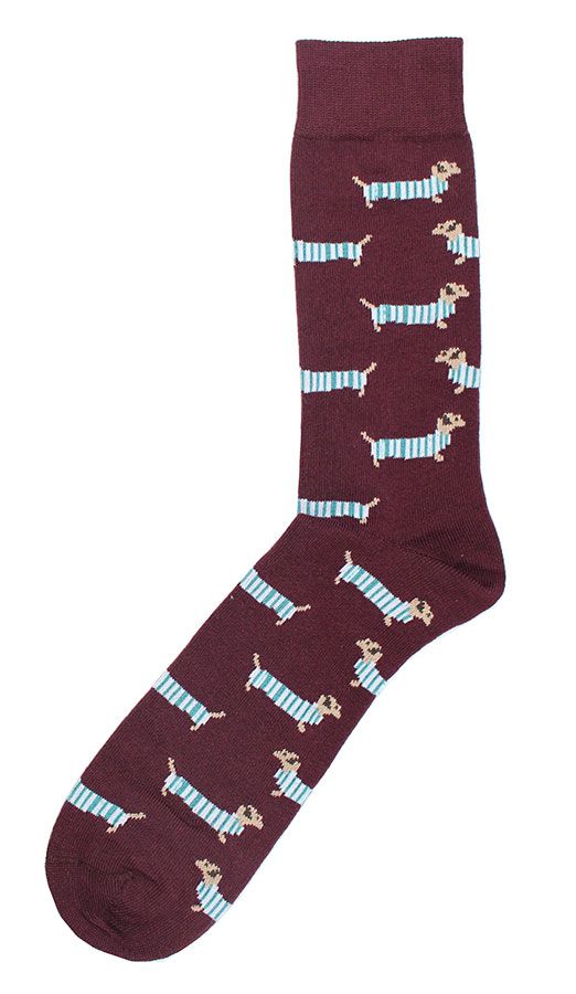 Chaussette teckel bordeaux