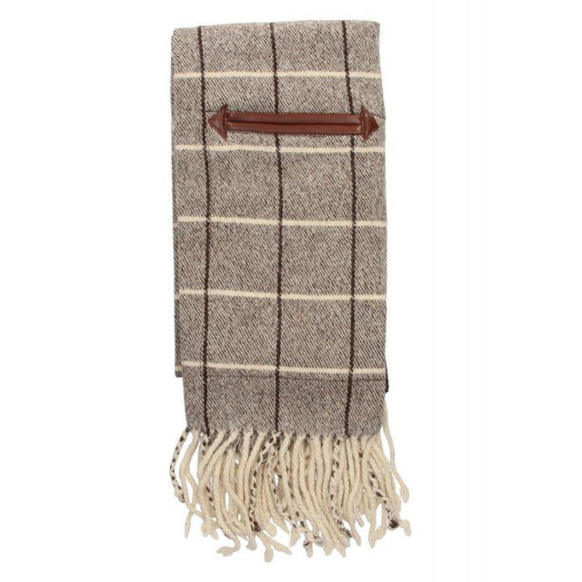 Wool Footboard Blanket with Brown Check Pocket