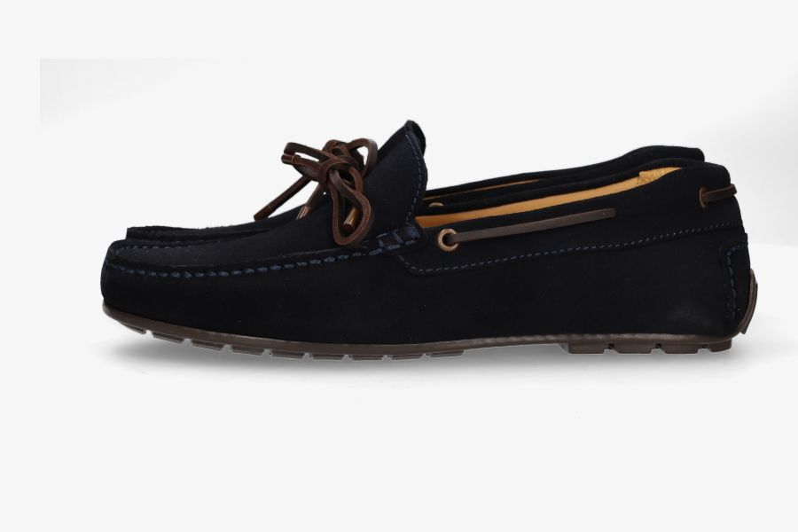 Navy nubuck bow moccasin