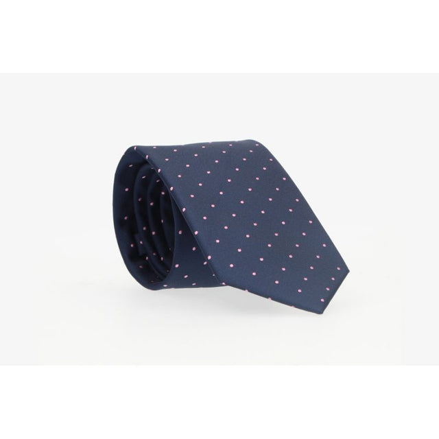 Blue Tie with Pink Polka Dots