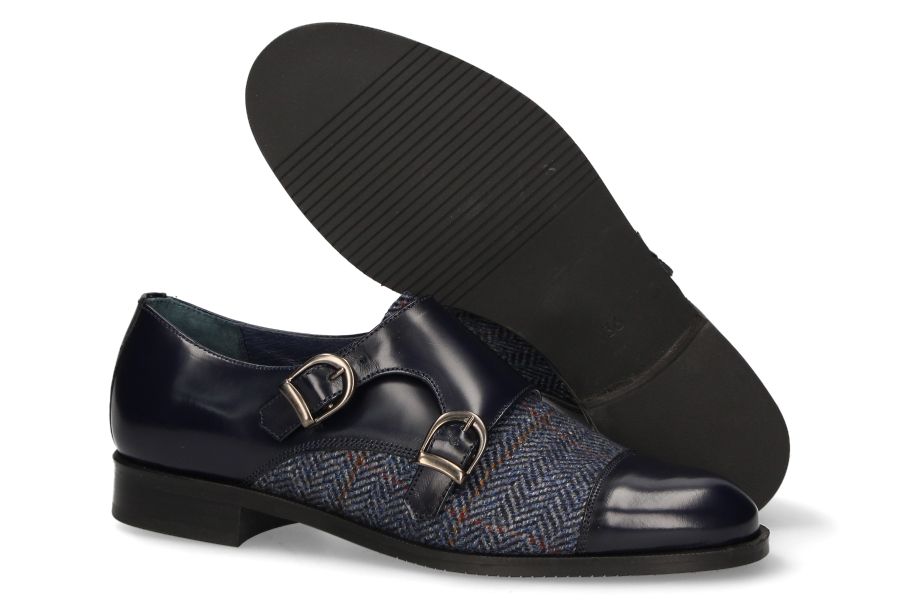 Two Buckles Antik Blue-Blue Herringbone Tuft