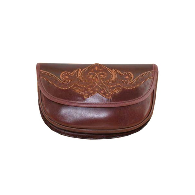 Rociero leather bag with yellow thread decoration Valverde del Camino