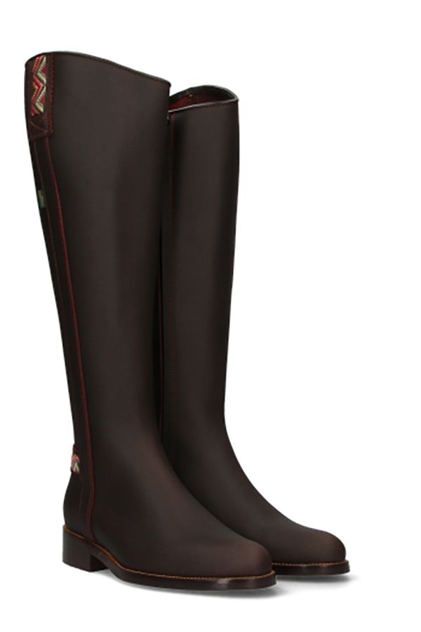 Bota Hípica Cremallera Castaña Cinta Étnica Valverde del Camino