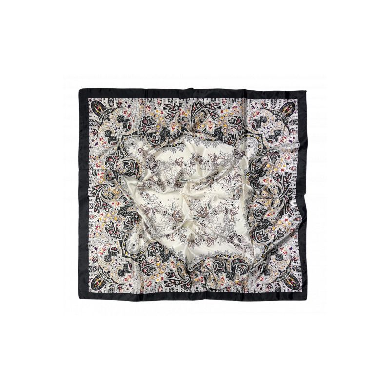 Écharpe ornementale en cachemire noir