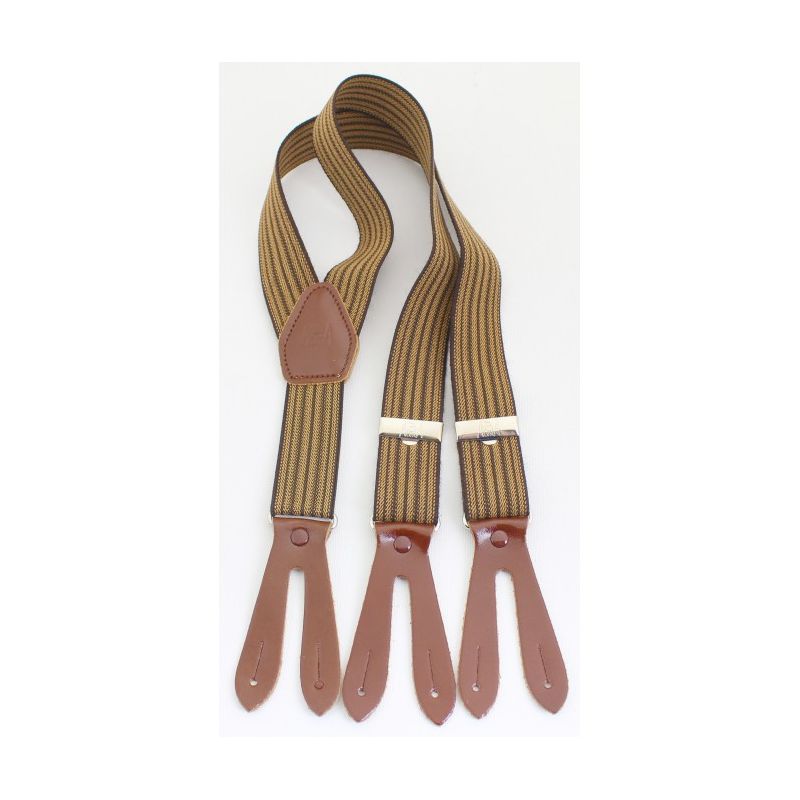 Boys' elastic suspenders with beige country stripes, 25 mm