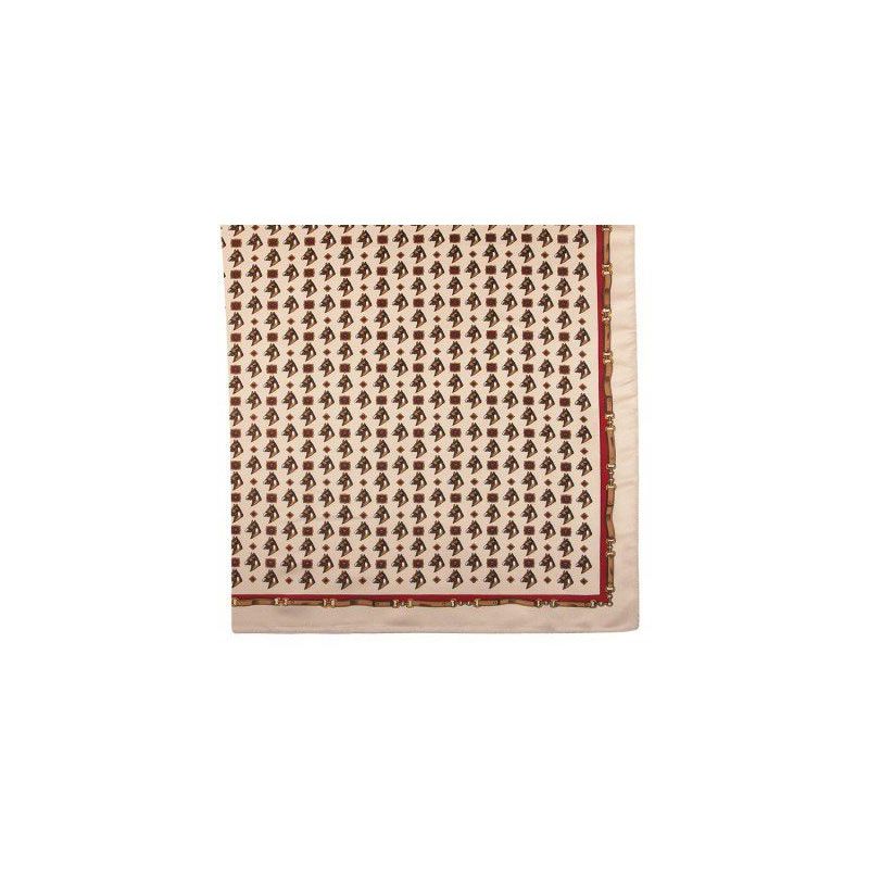 Pañuelo Beige con Estampado de Caballos
