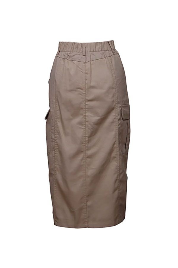 Stone Colored Midi Denim Skirt