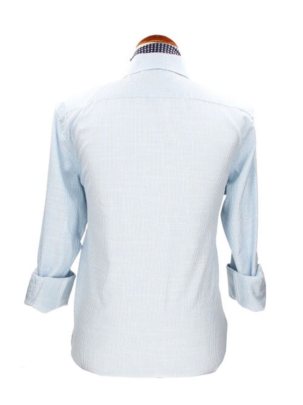 Light Blue Striped Cuban Shirt