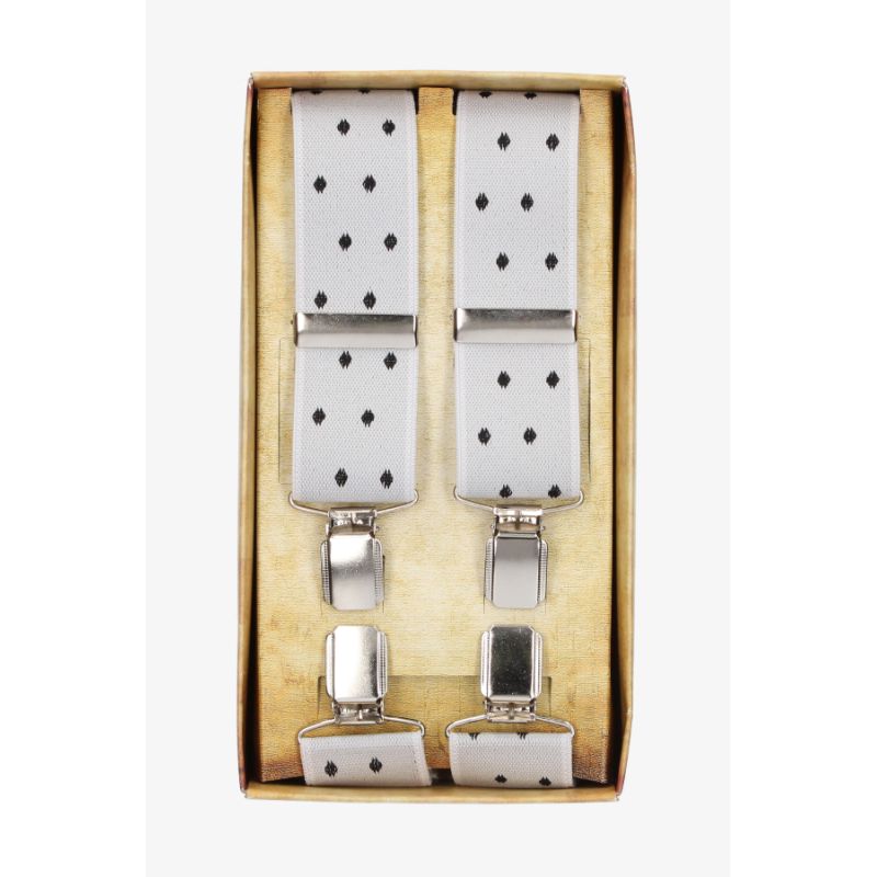 White Dress Suspender with Black Polka Dots