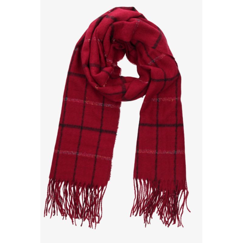 Red Checkered Scarf with Black Lines