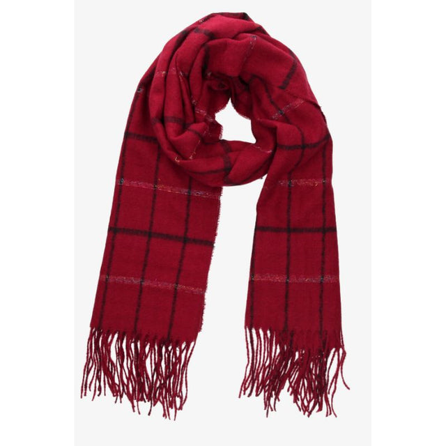 Red Checkered Scarf with Black Lines