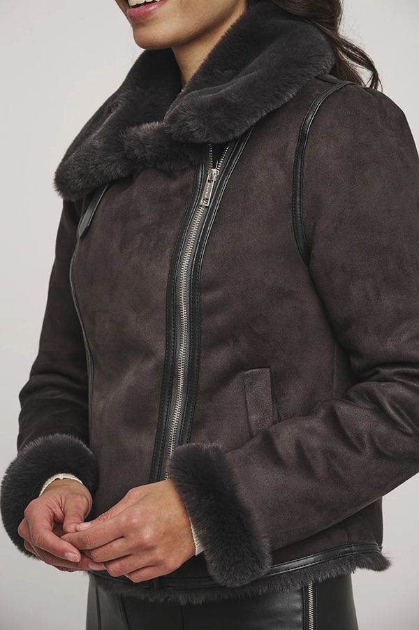 GRAPHITE SHEARLING JACKET