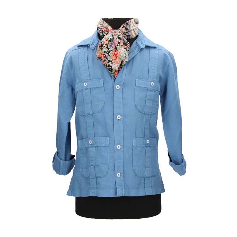 Indigo Blue Cuban Shirt for Boys