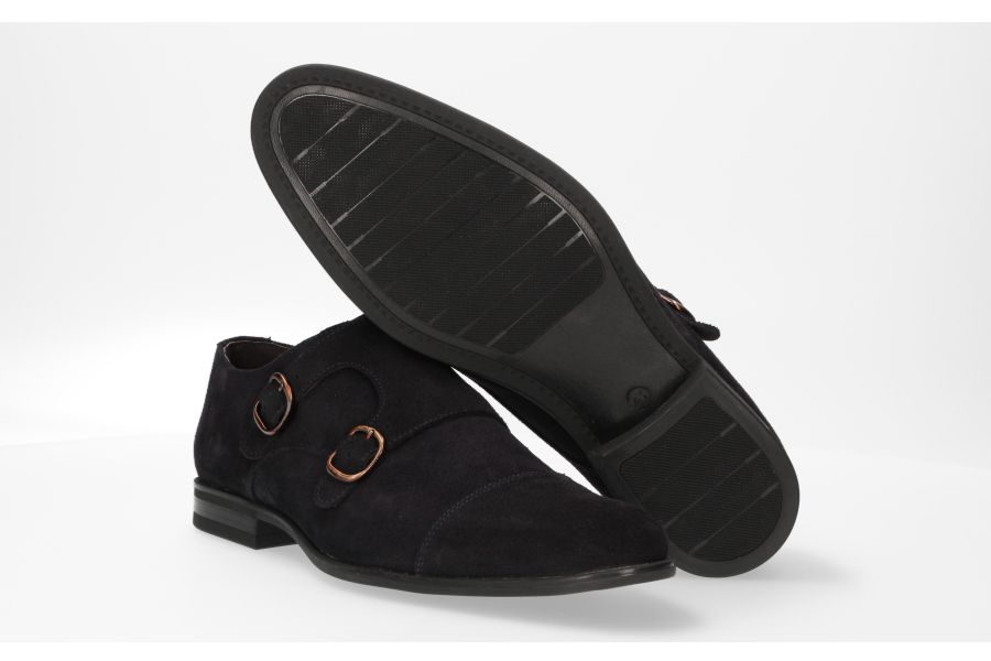 Navy Double Buckle Shoe