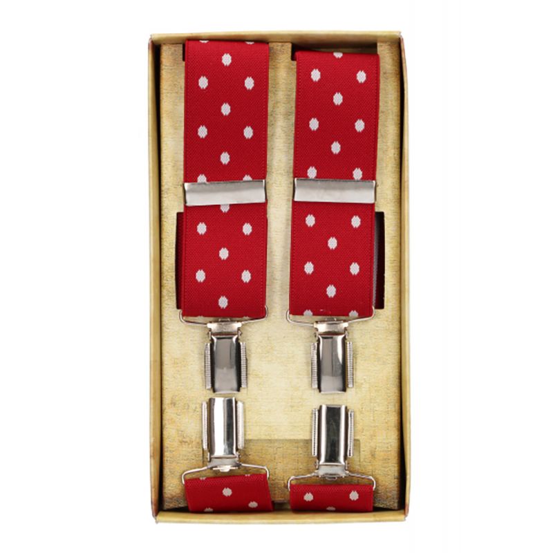 Burgundy Dress Suspender with White Polka Dots