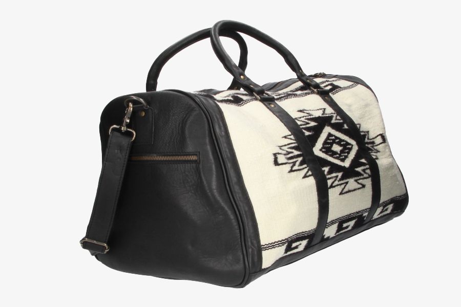 Black Travel Bag with Ethnic Print