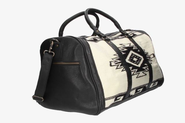 Black Travel Bag with Ethnic Print