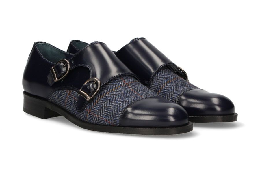 Two Buckles Antik Blue-Blue Herringbone Tuft