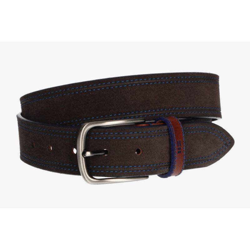 Blue Stitched Suede Belt