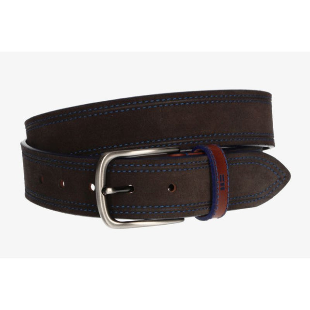 Blue Stitched Suede Belt