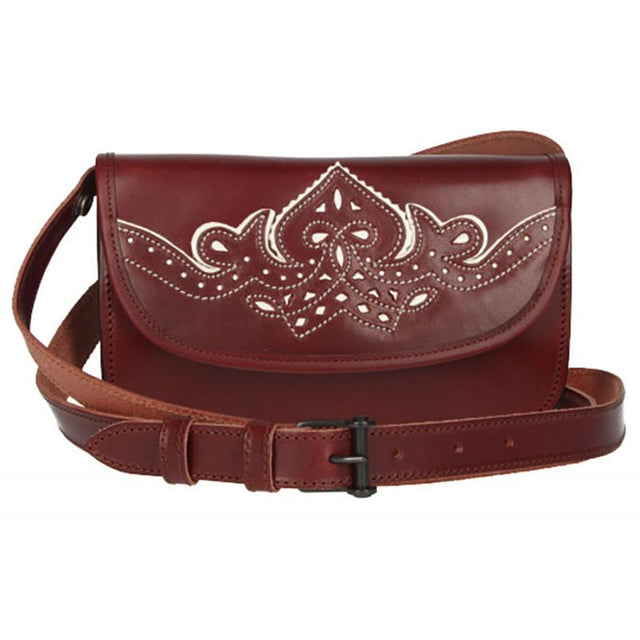 Cherry Rociero Bag Embroidered White with Valverde del Camino Strap