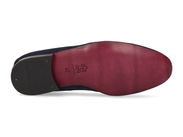 Burgundy Tuft with Navy Suede Tassels