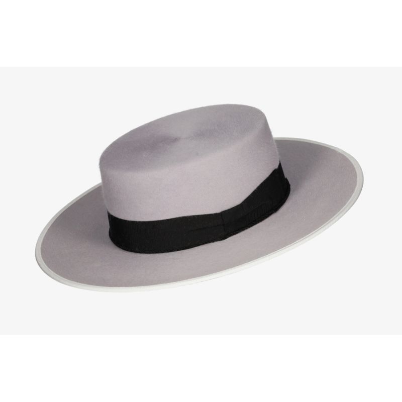 Sombrero Jerez Pelo Plata Ribete Blanco