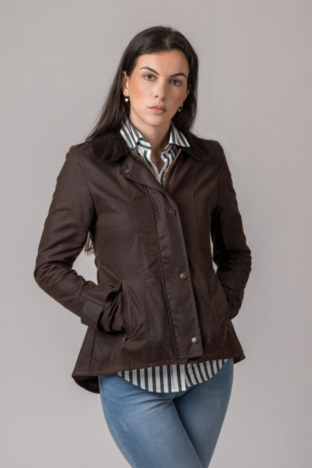 Chaqueta encerada marrón