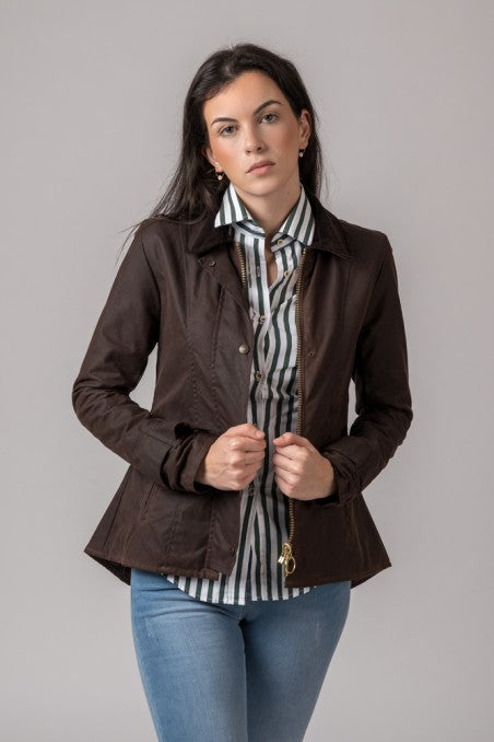 Chaqueta encerada marrón