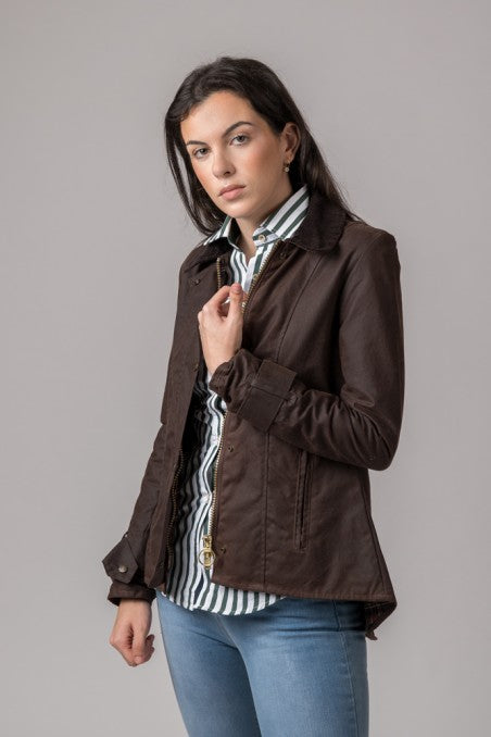 Chaqueta encerada marrón