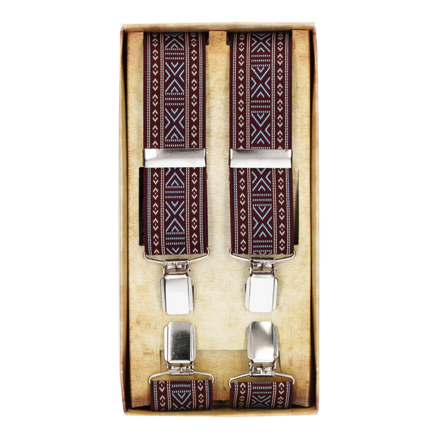 Robe ethnique bordeaux à bretelles, ligne bleu clair