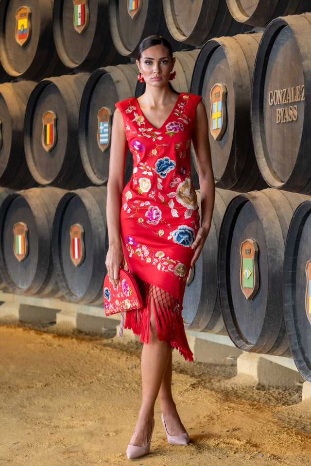 VESTIDO BORDADO CORAL