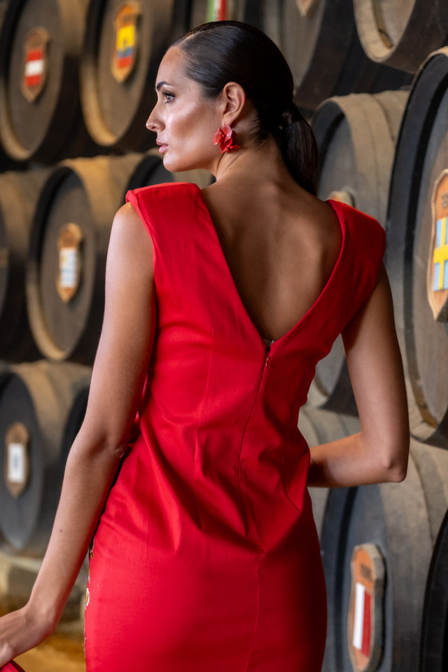 VESTIDO BORDADO CORAL