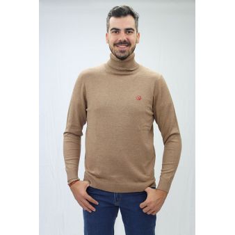 Jersey cuello vuelto camel