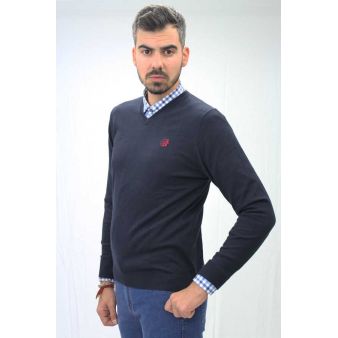 Jersey cuello pico marino