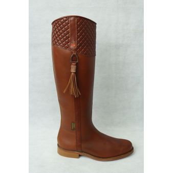 Bota hípica cuero banda acolchada marron