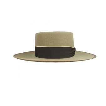 Otter coloured Garrocha model hat with brown ribbon