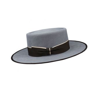 Chapeau garrocha gris avec ruban marron