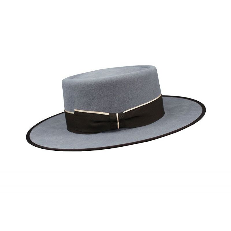 Sombrero garrocha gris cinta marrón Chapeau garrocha gris avec ruban marron