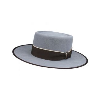 Chapeau garrocha gris avec ruban marron