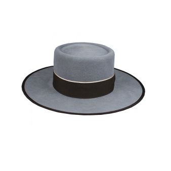 Chapeau garrocha gris avec ruban marron